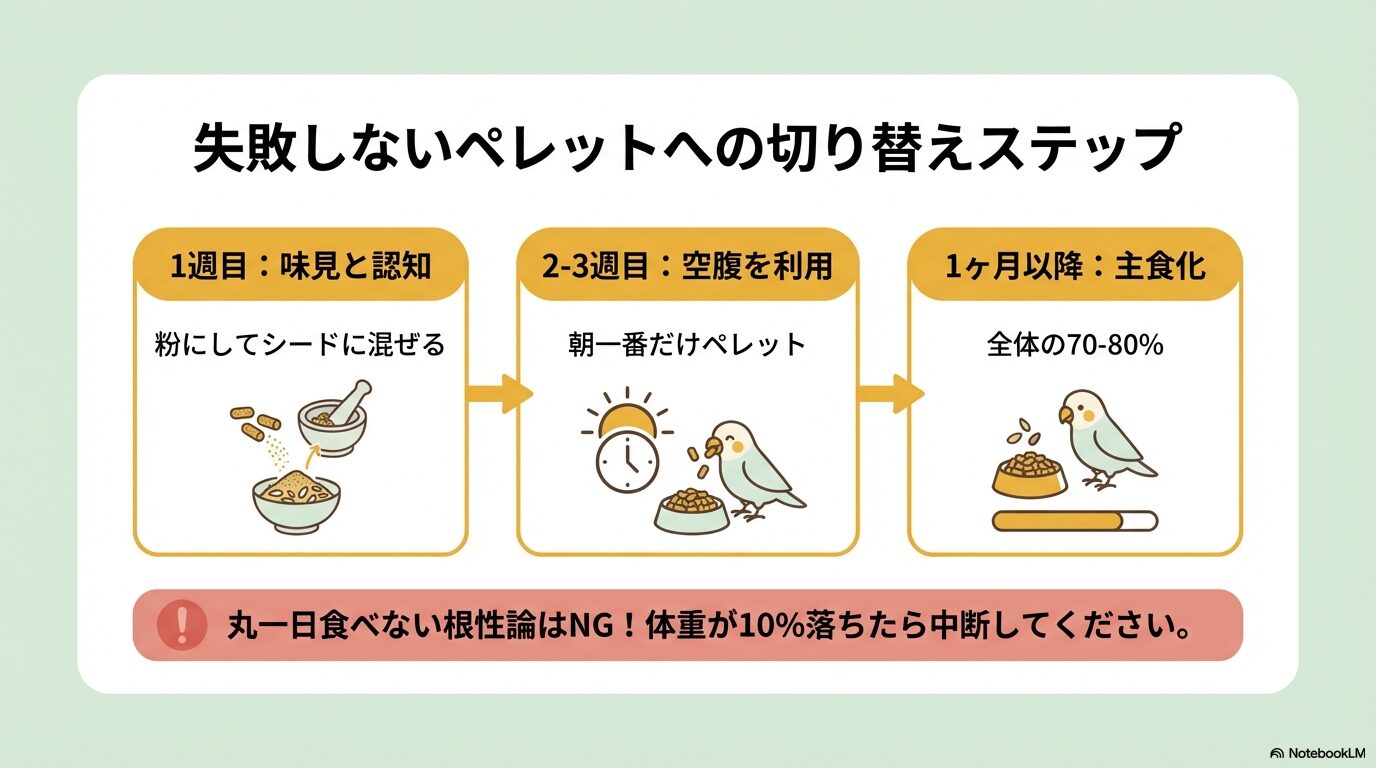 ペレットを食べない時の切り替え方
