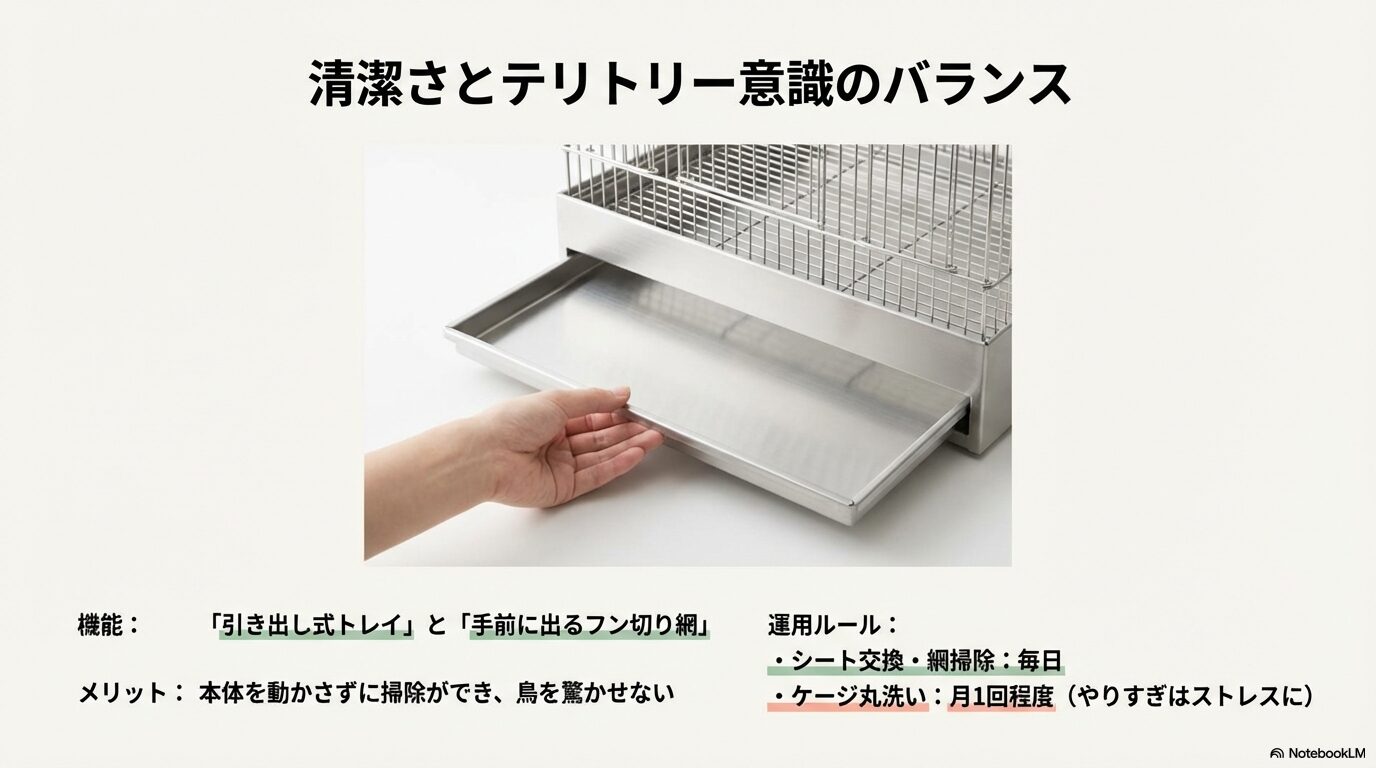 掃除しやすい底トレイの活用