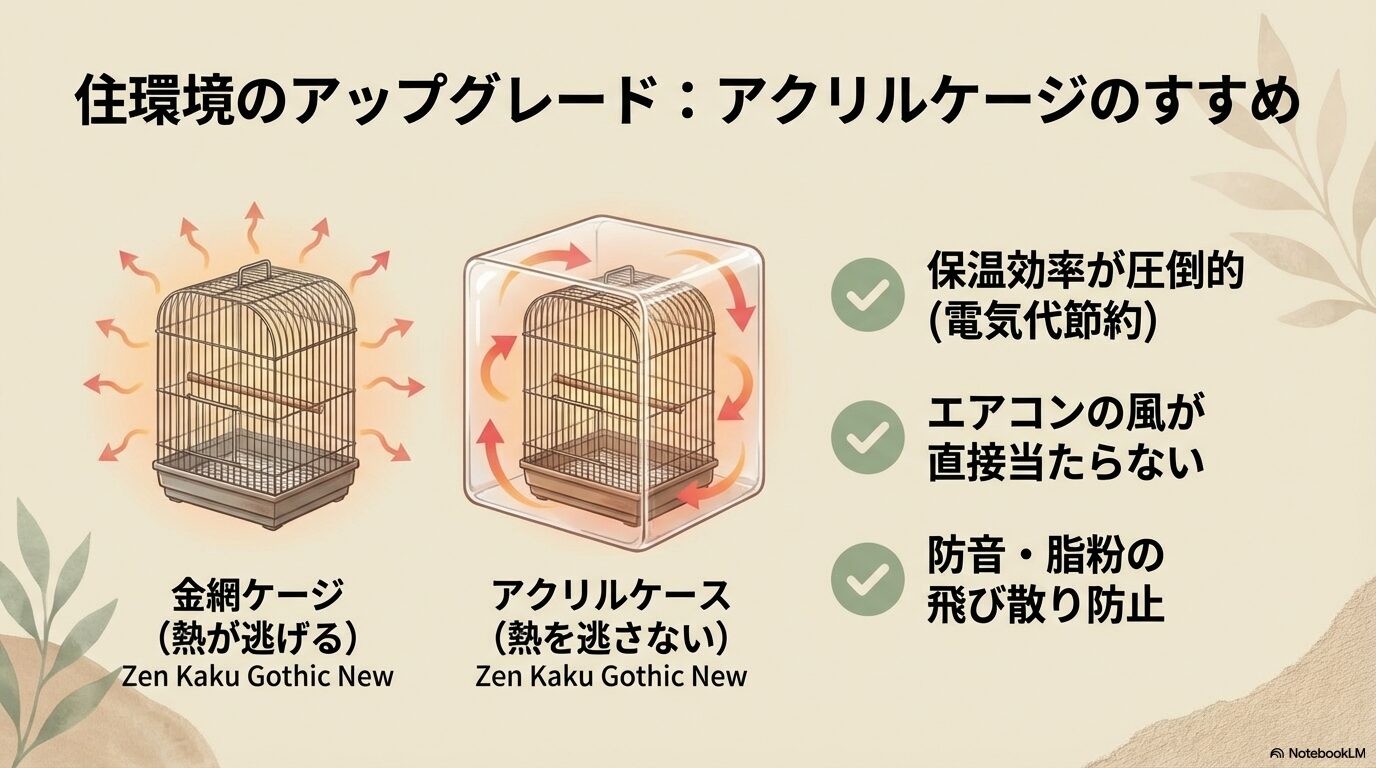 ヒーター効率を高めるケージ