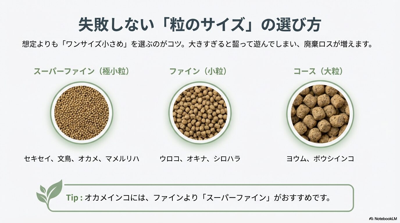 粒のサイズ(形状)選びのコツ