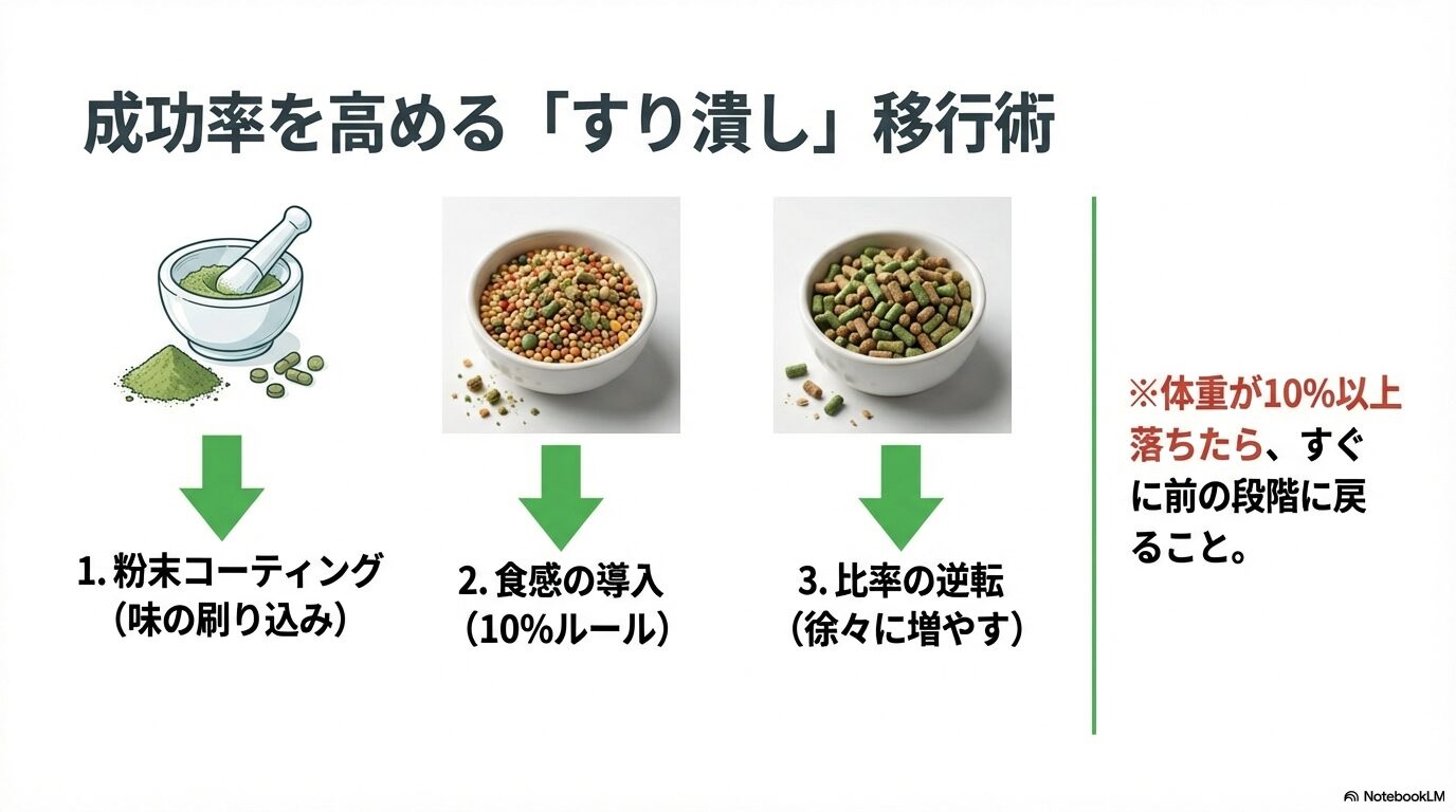 大型中型インコ餌をシードからペレットにするおすすめ方法