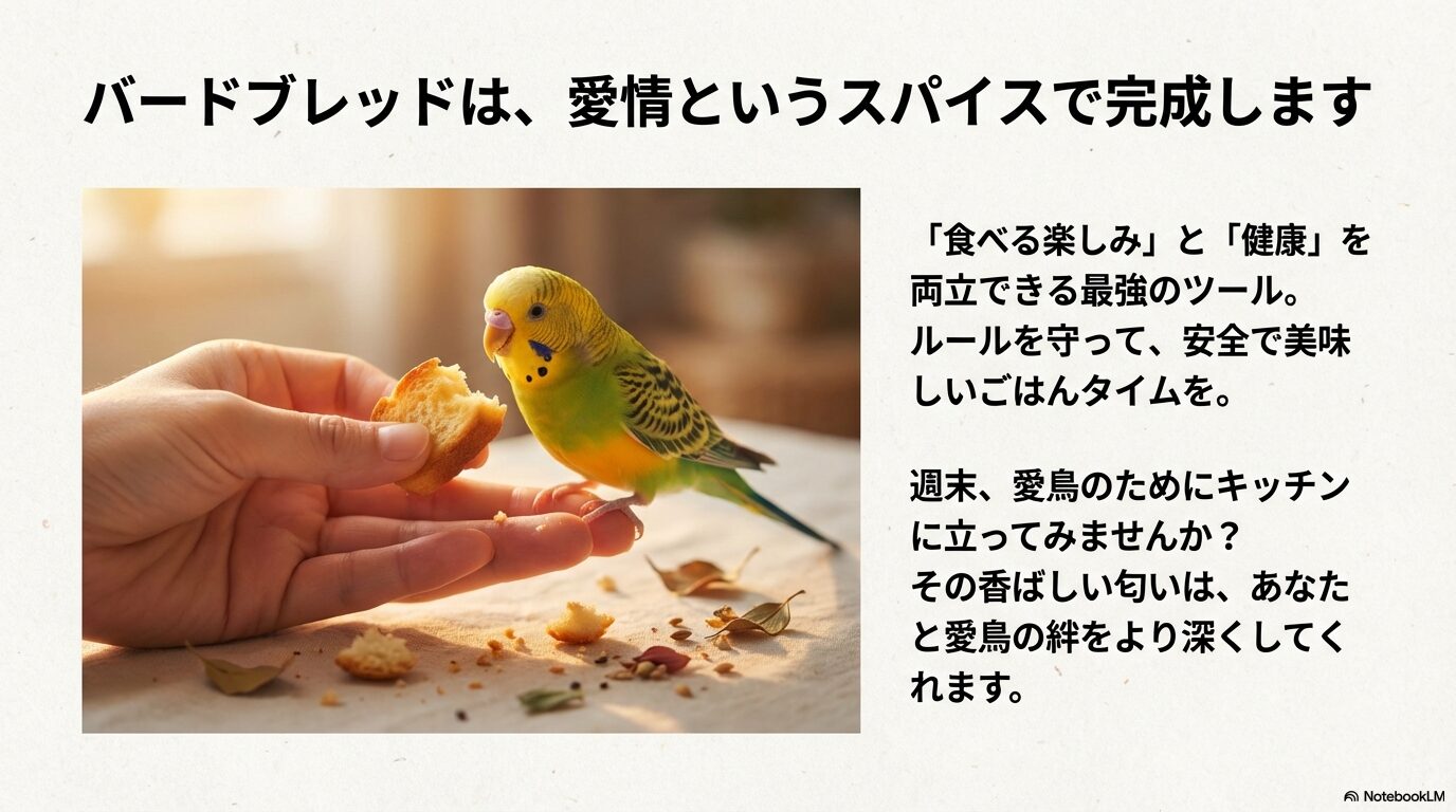 愛鳥を救うハリソンバードブレッドのレシピ