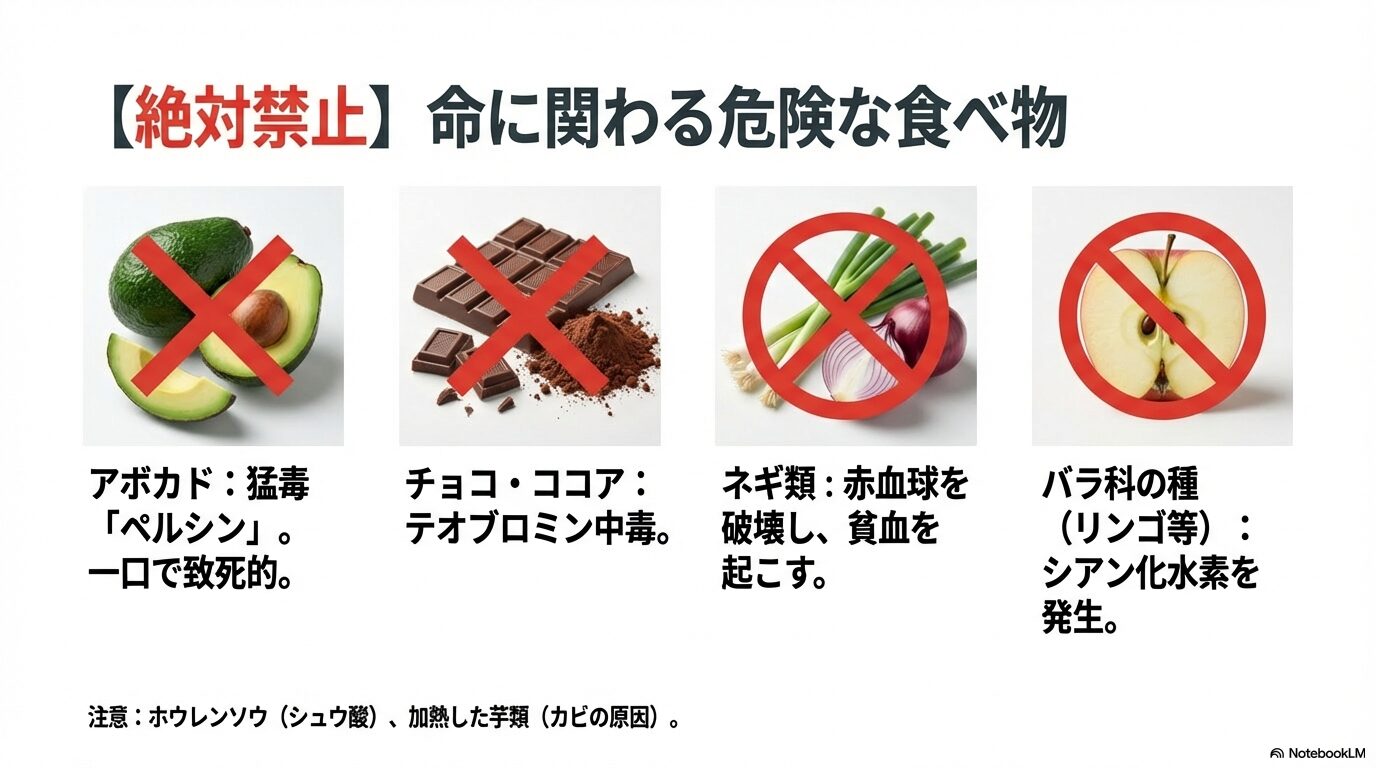 野菜や果物など与えてはいけない毒性食品