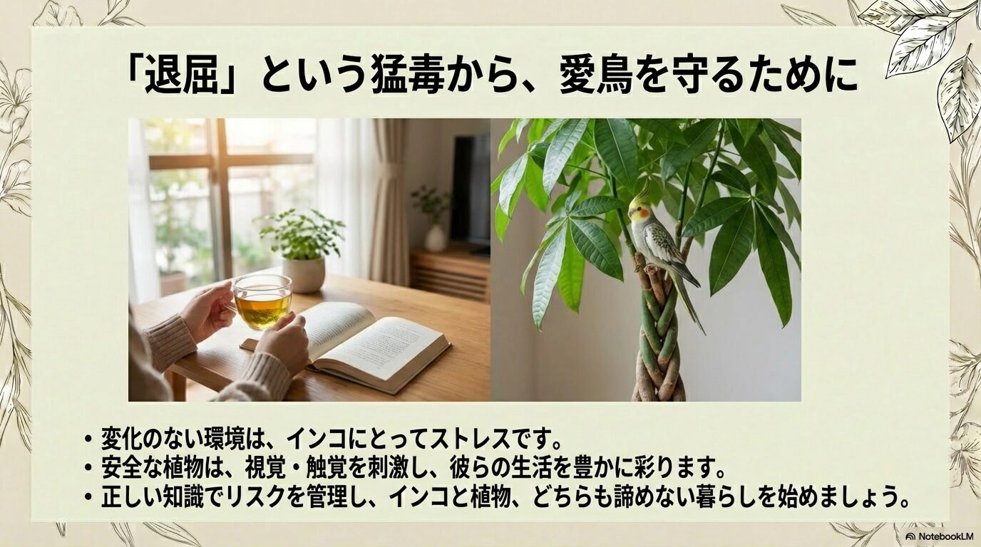 インコとの暮らしに観葉植物をおすすめする理由