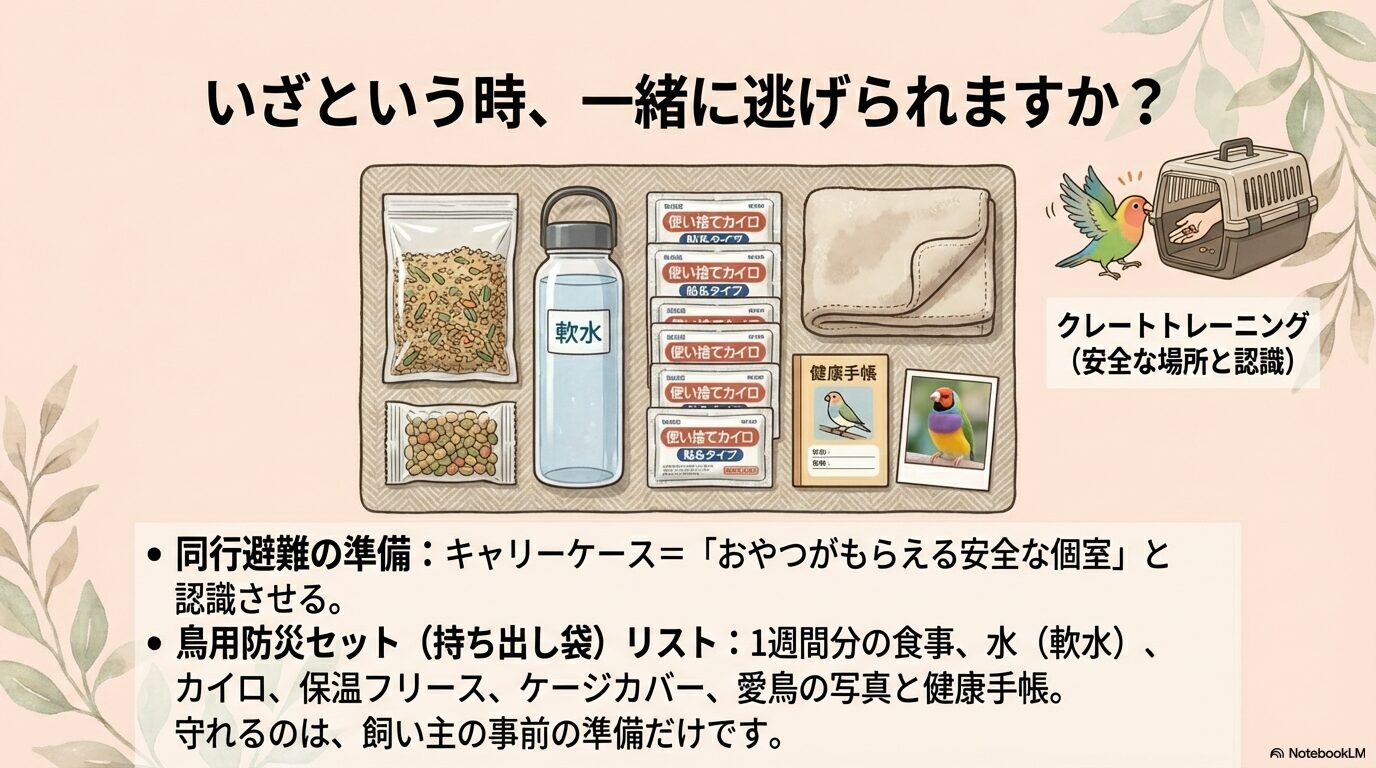 インコ用防災バッグの中身リスト