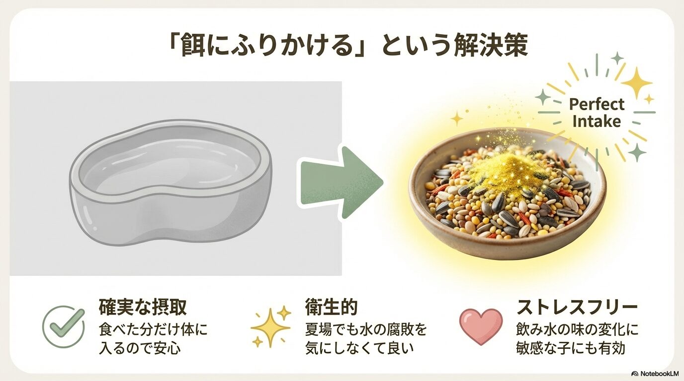 ネクトンSを餌にふりかける与え方のメリット