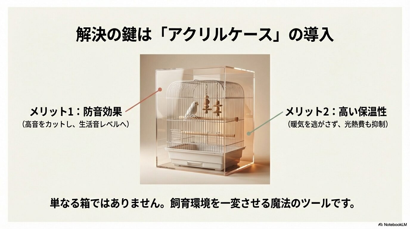 コザクラインコの防寒防音はアクリルケースと保温カバーで