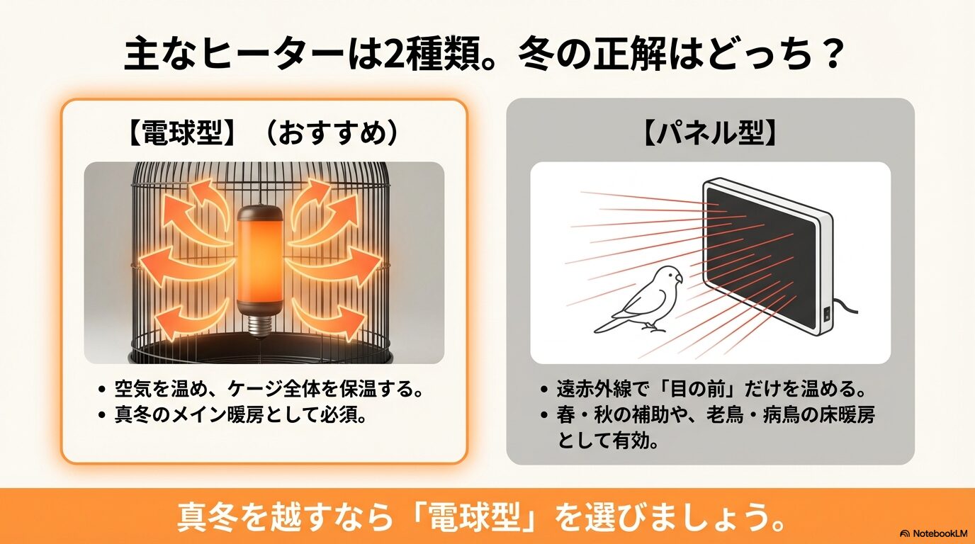 電球型とパネルヒーターの違い