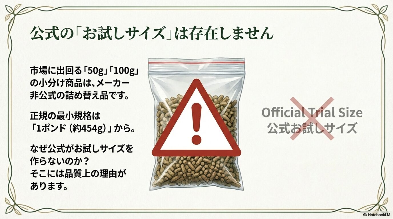 ハリソンペレットのお試し品はある？小分けのリスク