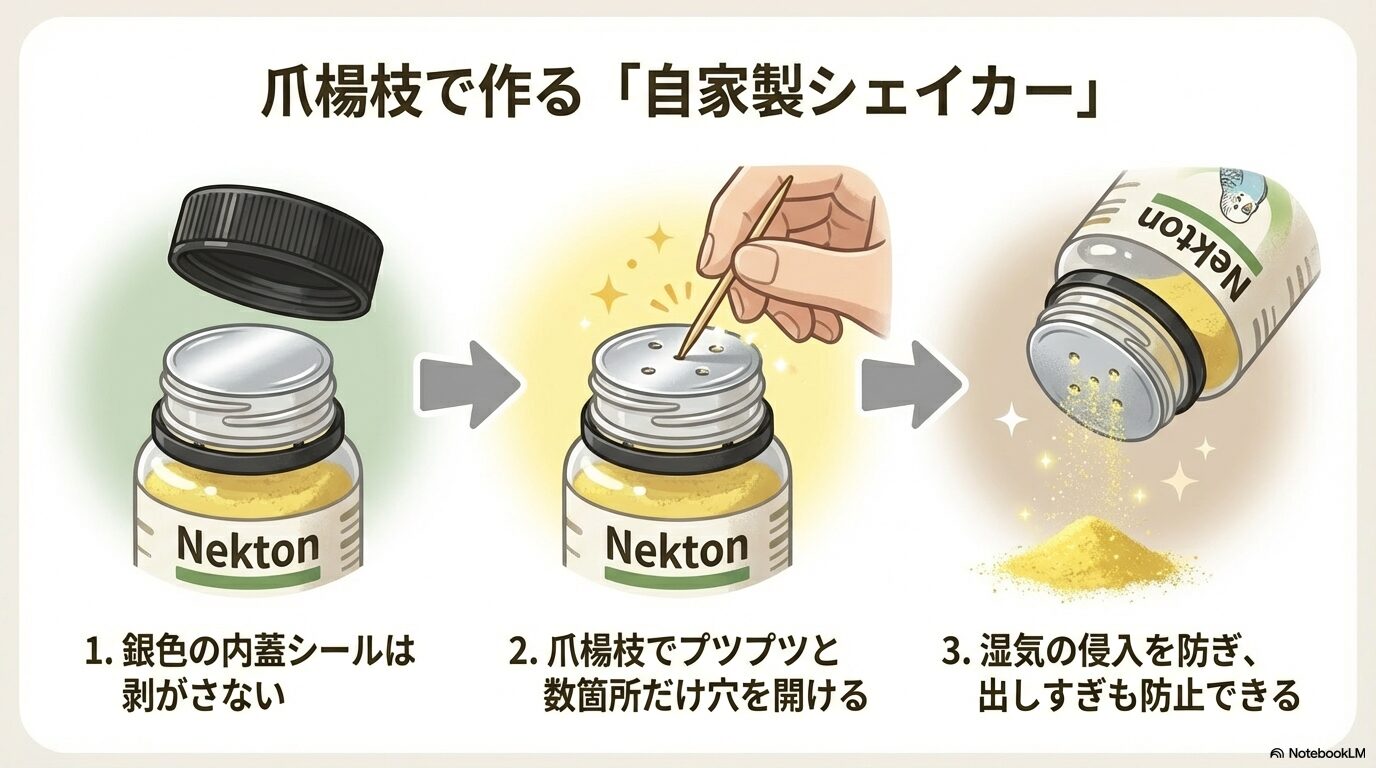 爪楊枝を使った1回の適量の測り方