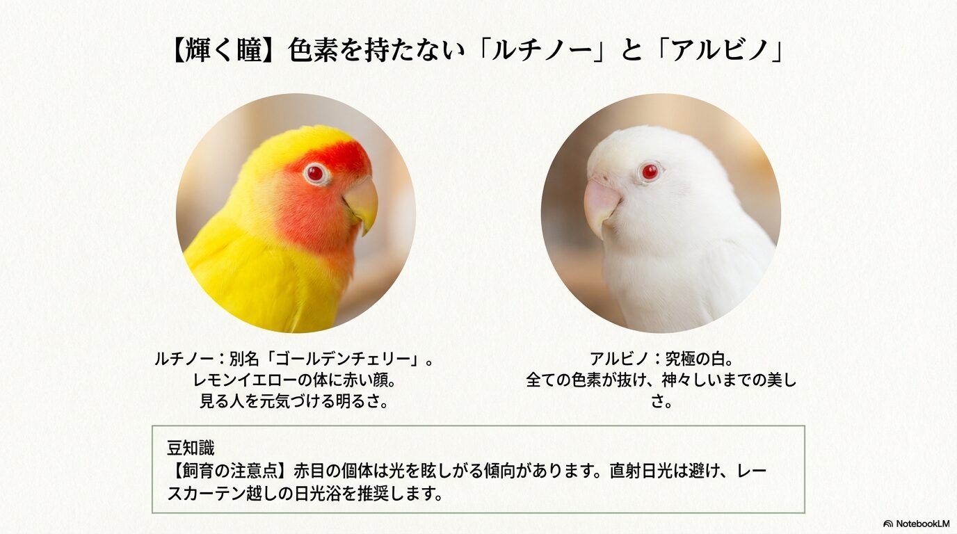 赤目のルチノーと純白のアルビノ