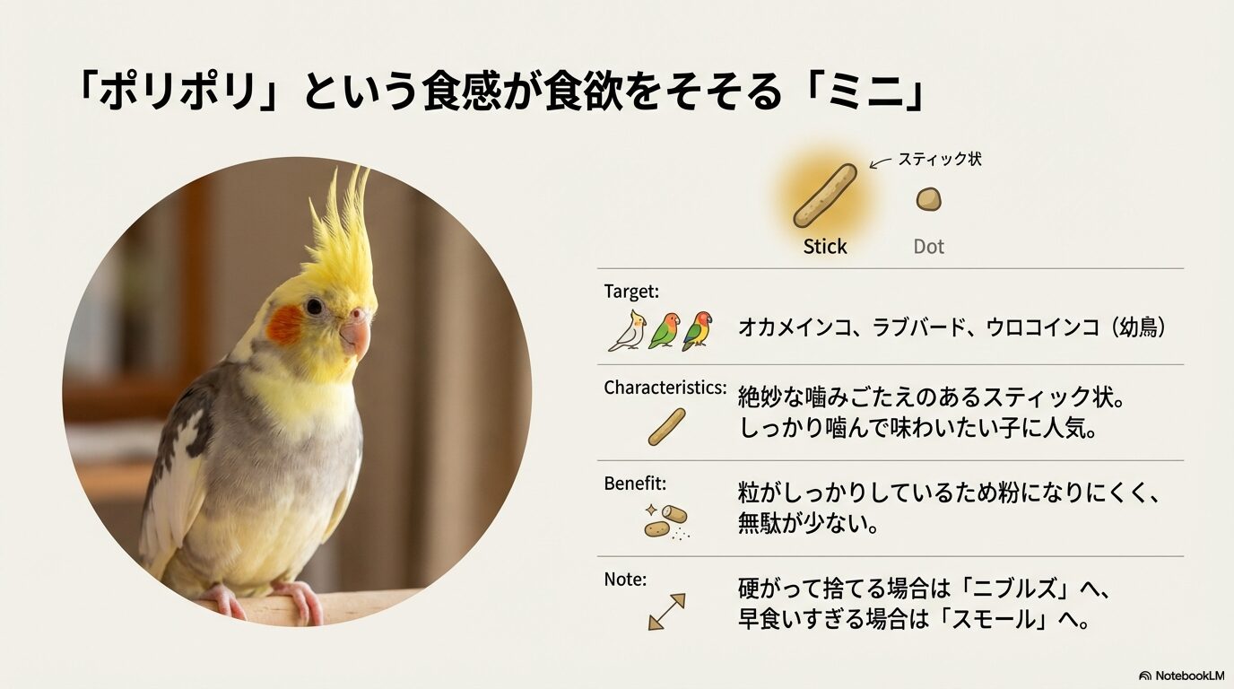 オカメインコが喜ぶミニサイズの食いつきと特徴