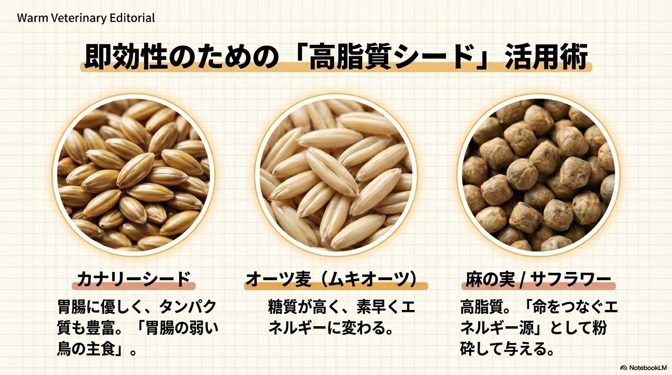 カナリーシードなど高脂肪な種子