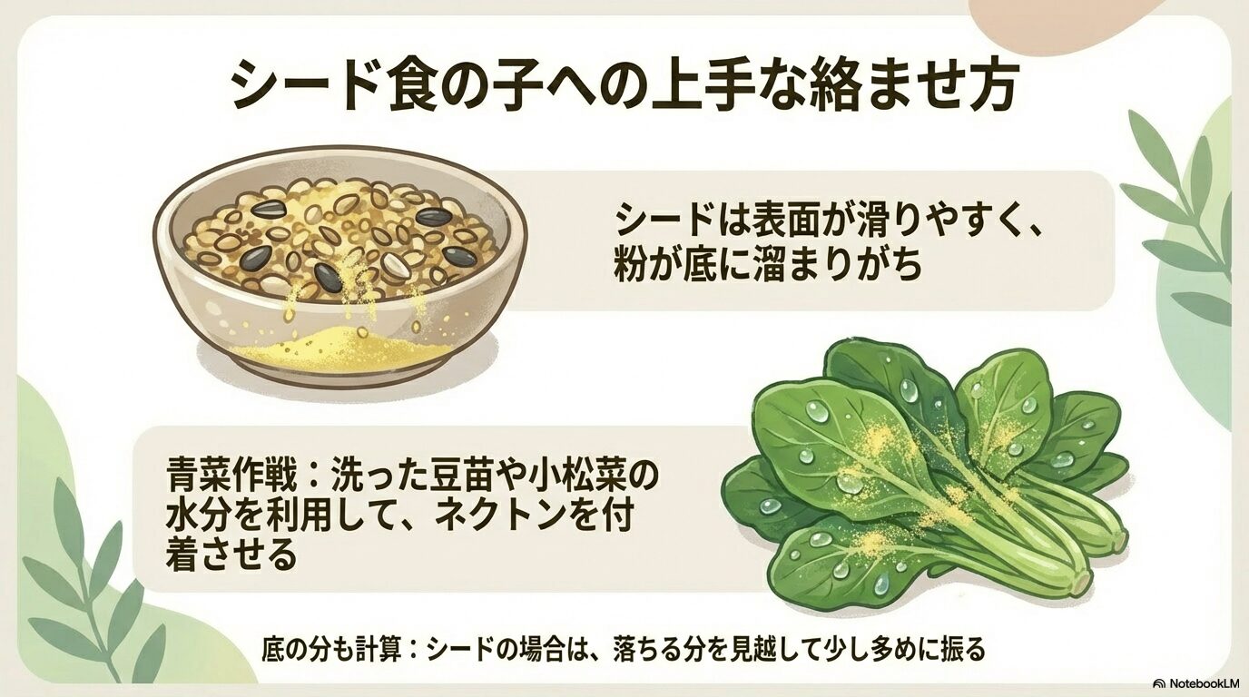 シードやペレットへの混ぜ方のコツ