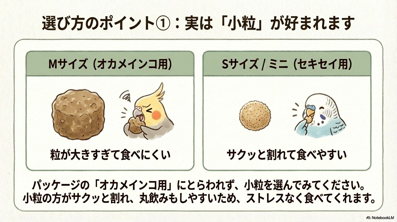 粒の大きさは小粒や粉末を選ぶ