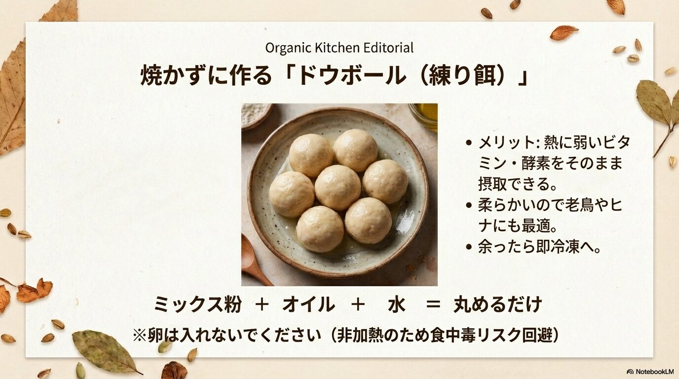 卵なしでも可能な非加熱の調理法