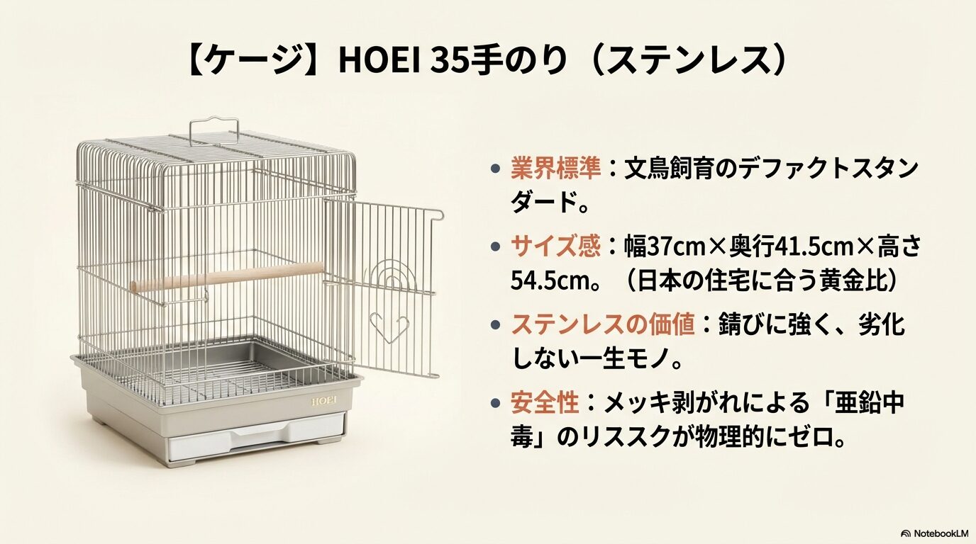 掃除が楽なHOEIステンレスケージ