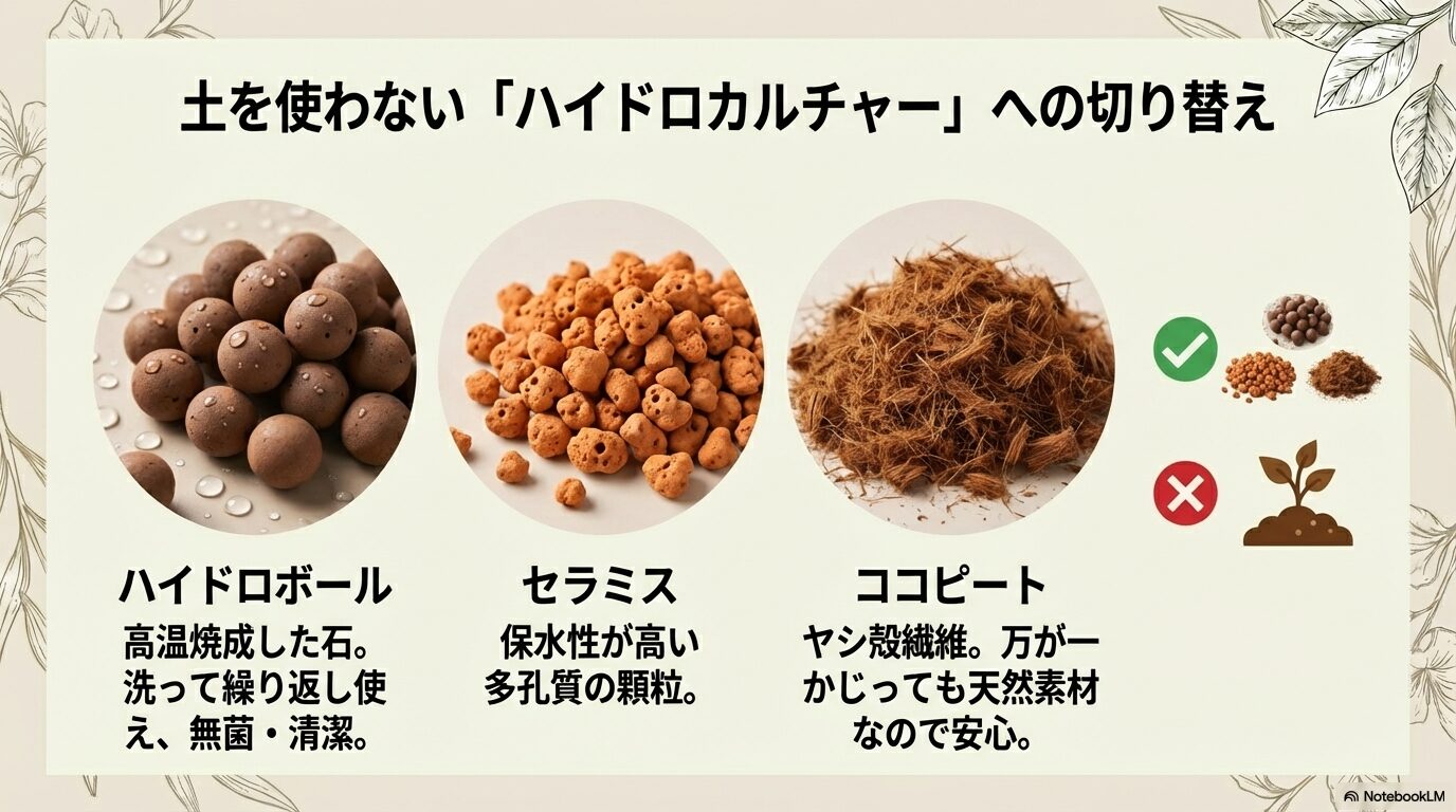 ハイドロカルチャーで衛生管理