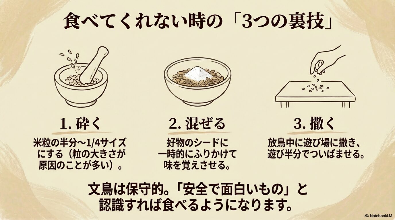 文鳥がボレー粉を食べない時の工夫