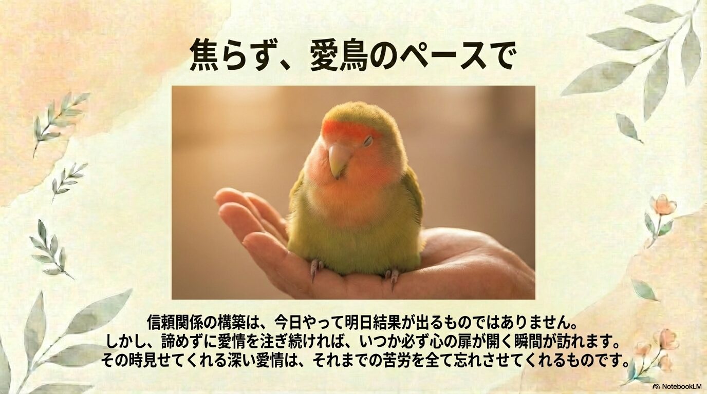 コザクラインコがなつかない悩みの結論