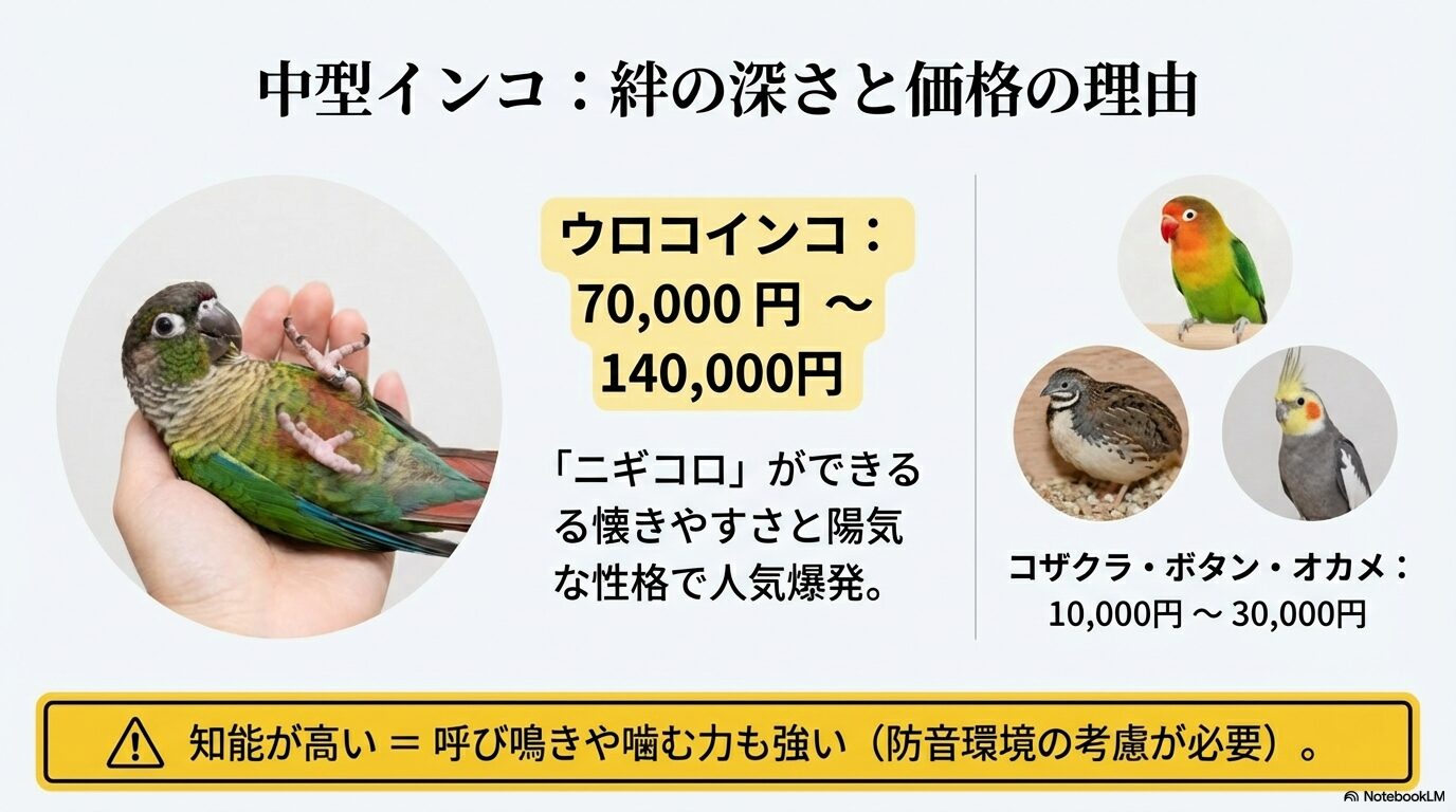 なつく中型インコの価格と性格の特徴