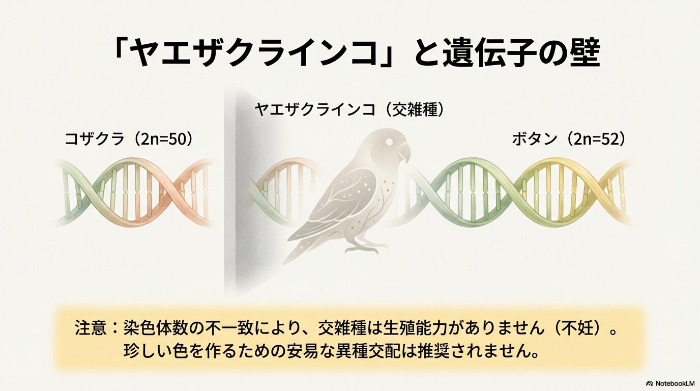ヤエザクラインコなどハイブリッドの注意点