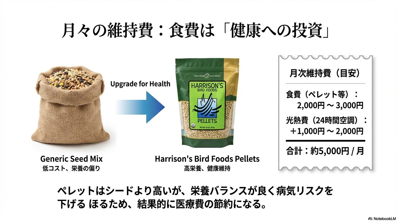 月々にかかる餌代と維持費の総額
