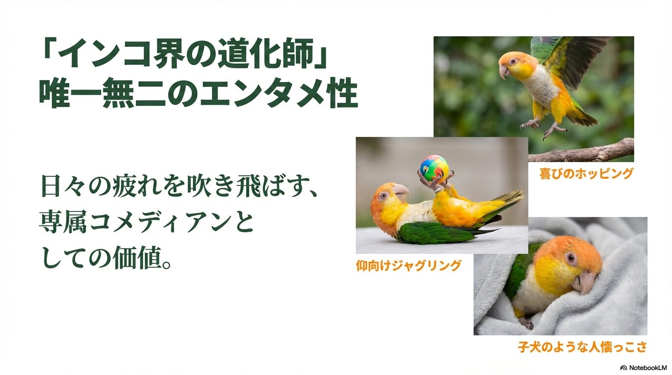 インコ界の道化師と呼ばれる行動の魅力