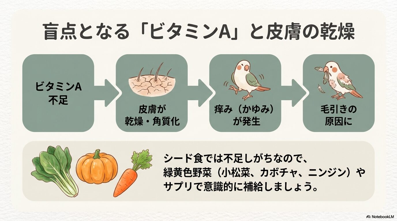 ビタミンA不足による皮膚の角質化と痒みの予防