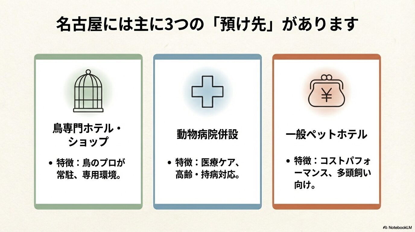 インコのペットホテルを名古屋で選ぶ際の比較ポイント