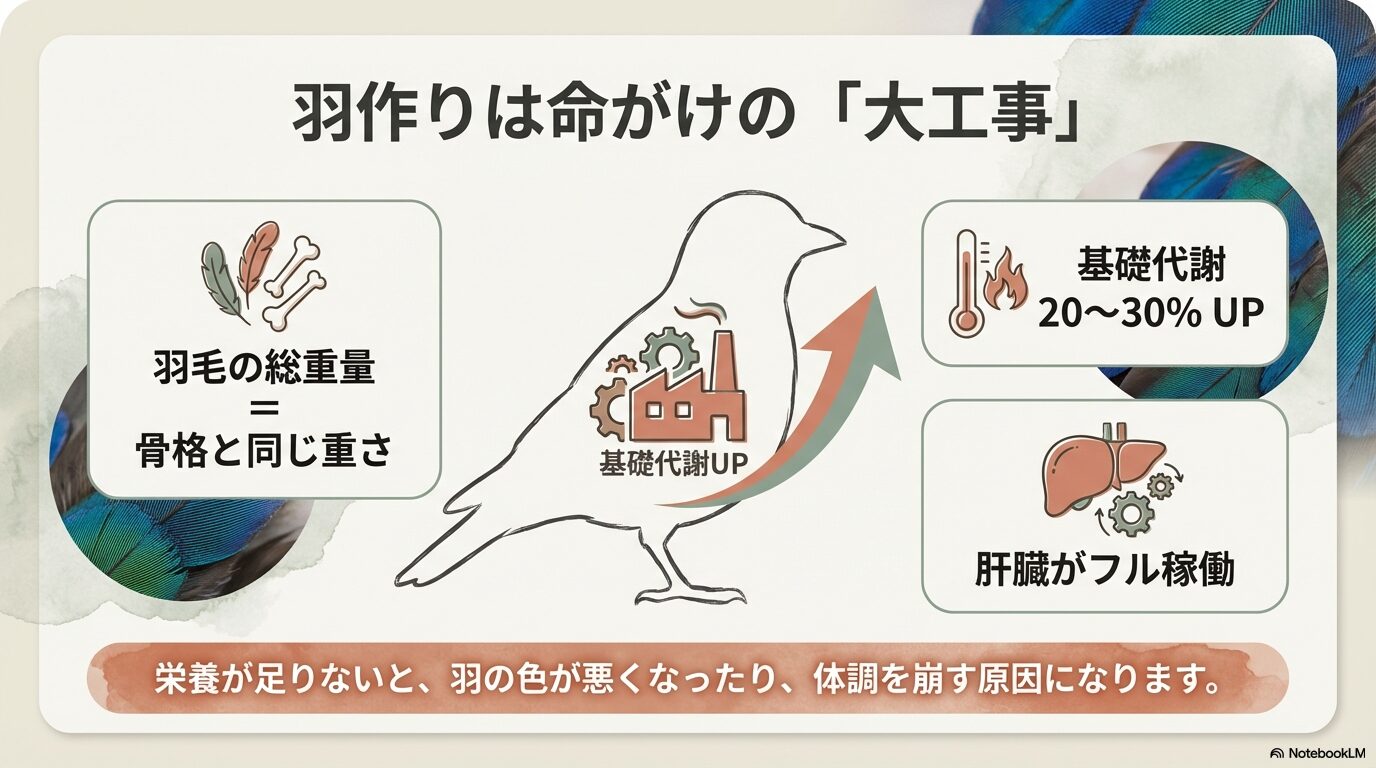 換羽に伴う代謝負荷とタンパク質合成の重要性