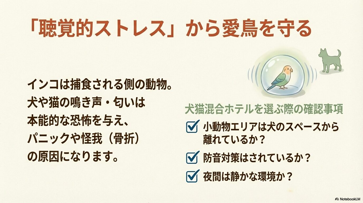 犬猫別室の環境でインコのストレスを軽減