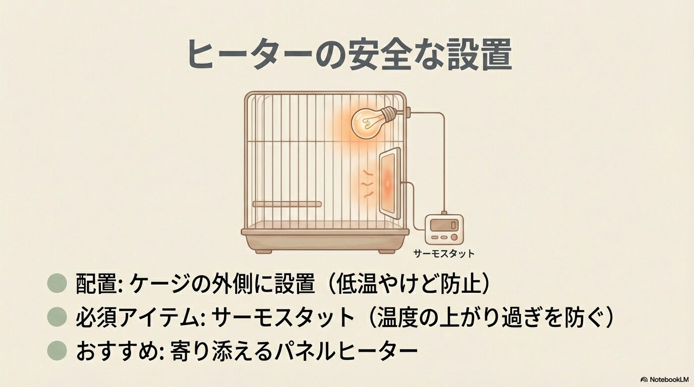 セキセイインコの老鳥のケージの寒さ対策