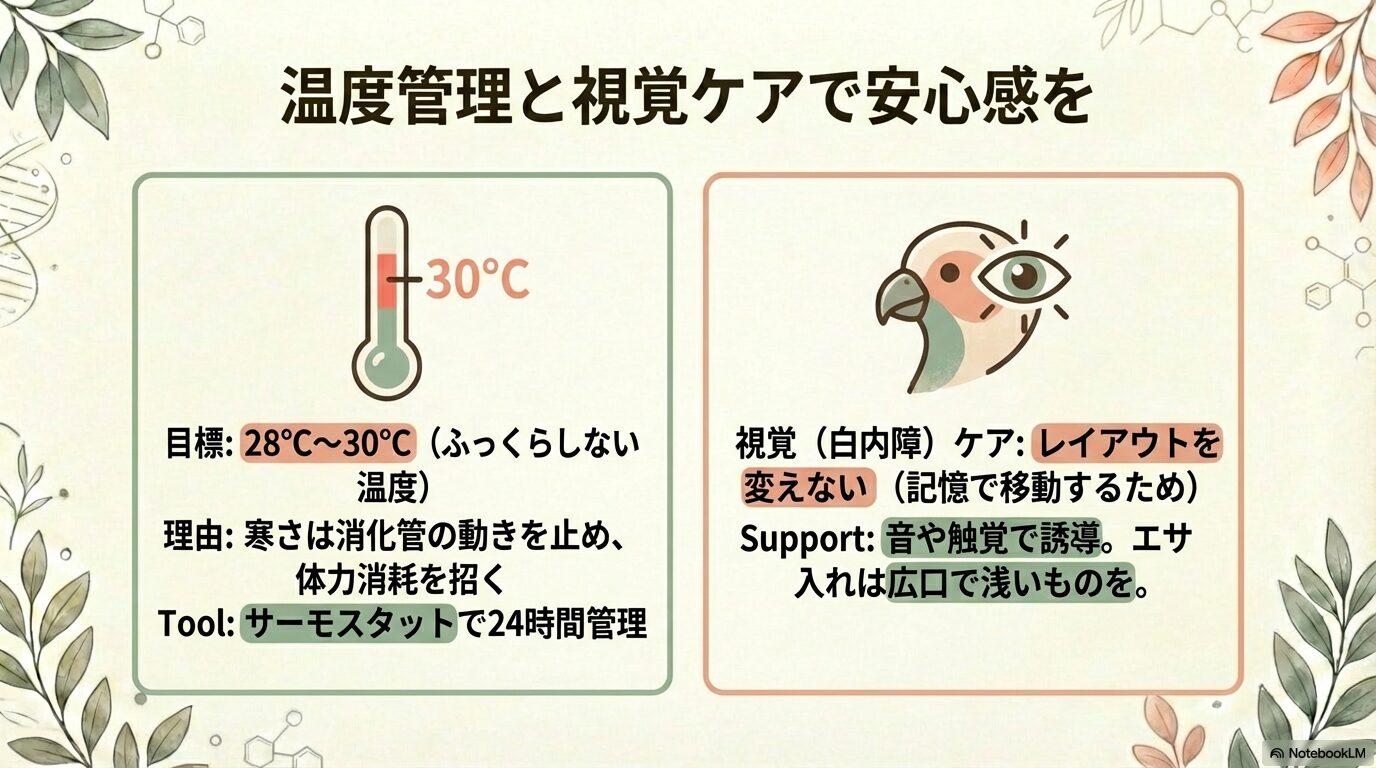 白内障でも餌を食べやすい工夫