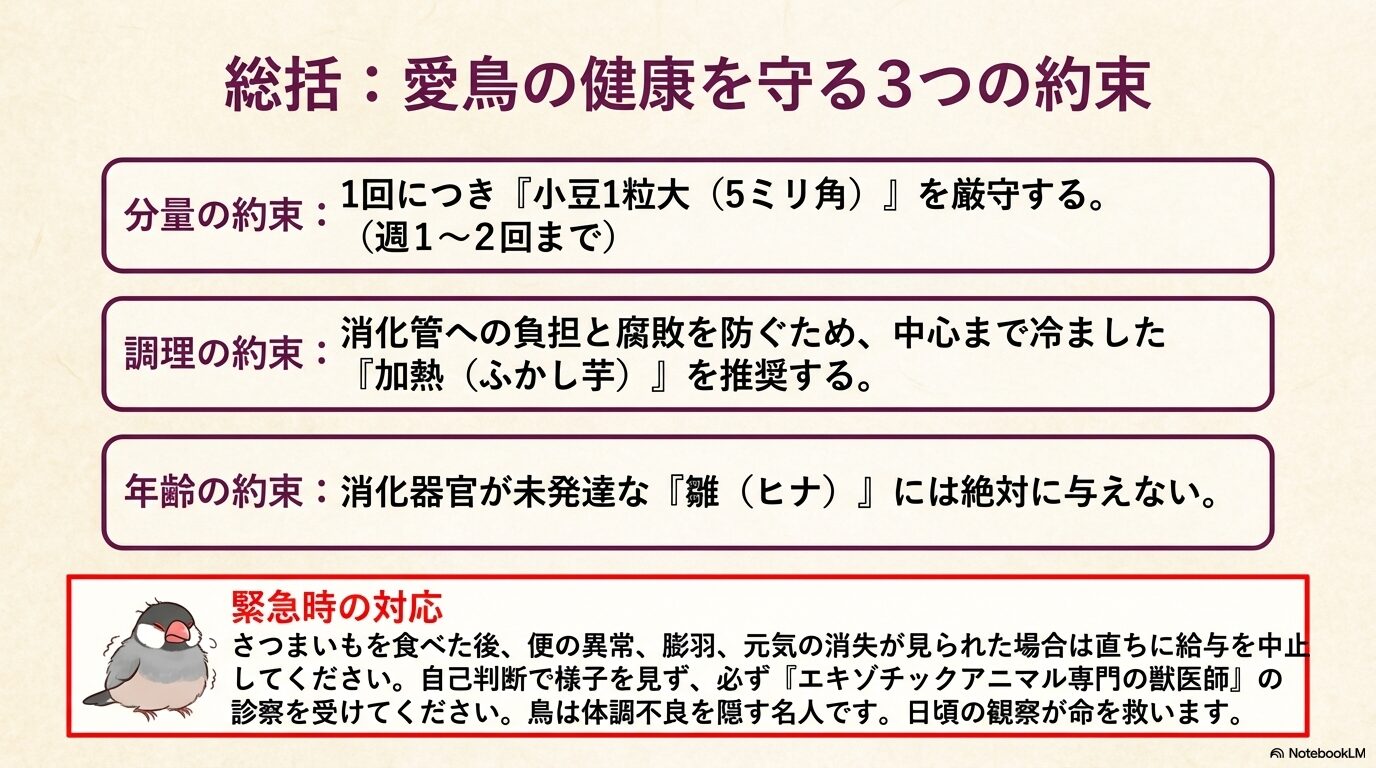 文鳥にさつまいもを安全に楽しんでもらうためのまとめ