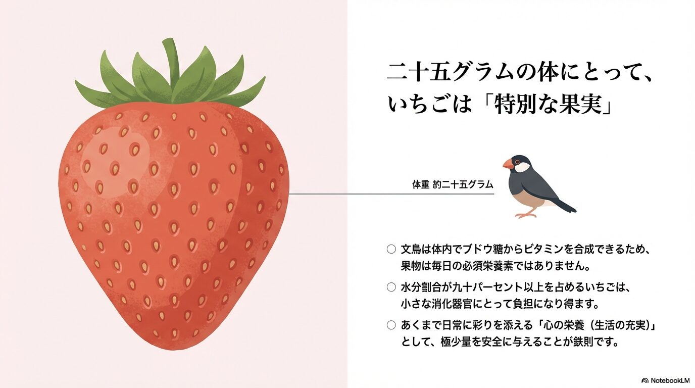 文鳥にいちごを与えても大丈夫？下痢や農薬のリスクと安全な食べ方を詳しく解説