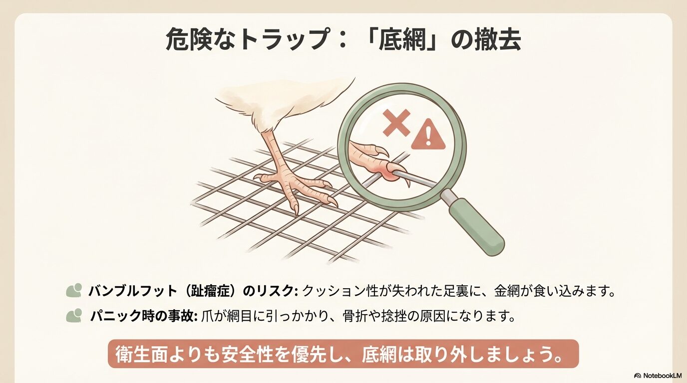 危険な底網の撤去とフラット化