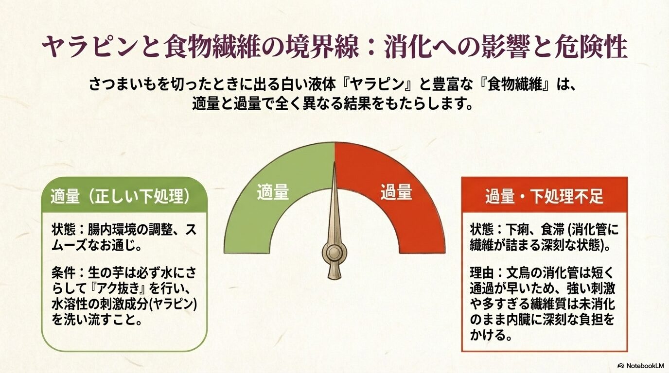 消化を助けるアク抜きとヤラピン成分の適切な管理