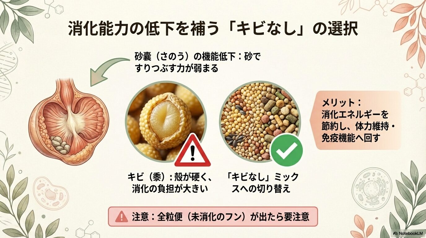 消化に優しいキビなし餌のメリット