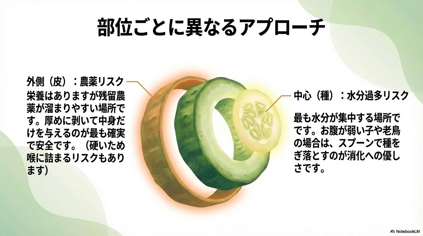 消化器官への負担を抑えるきゅうりの種の処理