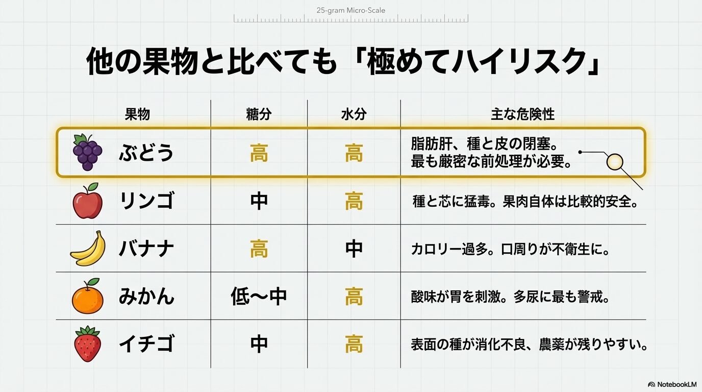 リンゴ等ほかの果物と比べた危険性