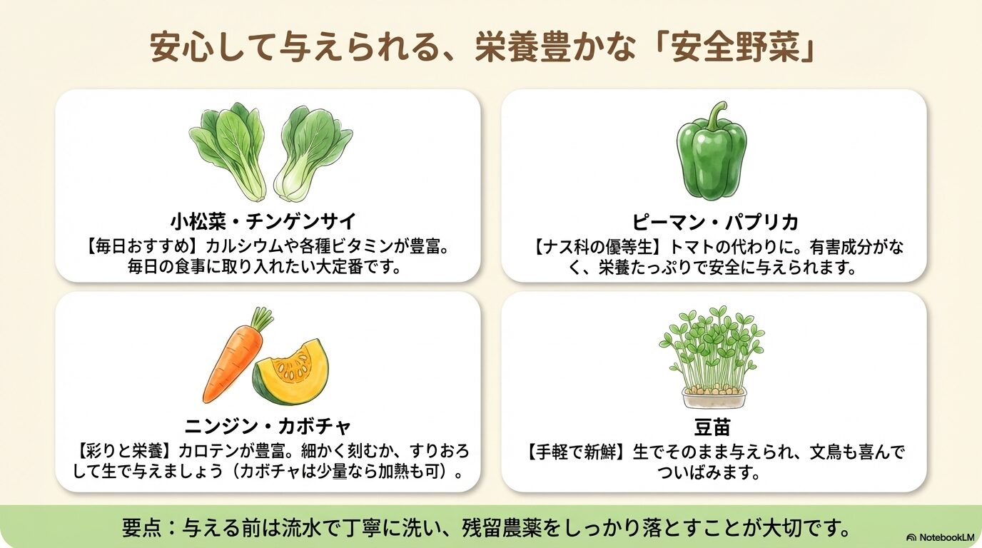 文鳥の安全な野菜と果物リスト