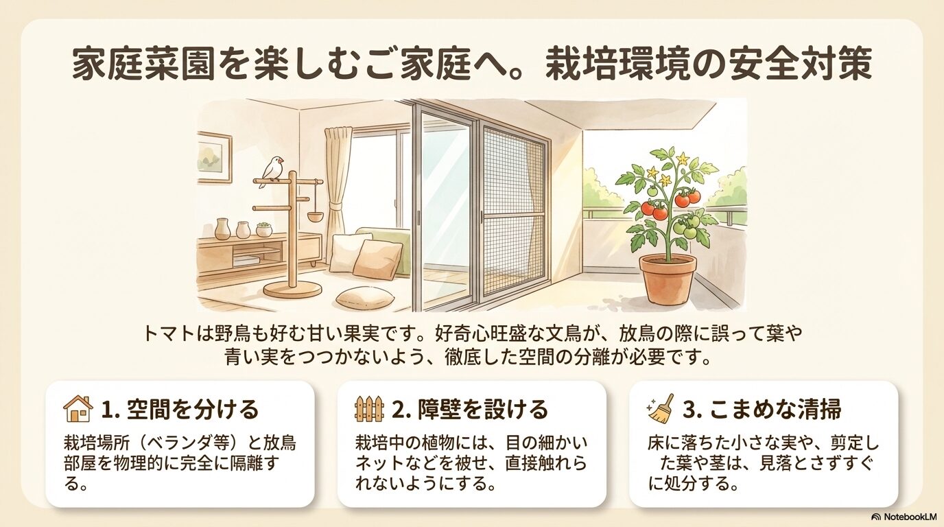文鳥を飼う家のトマト栽培対策