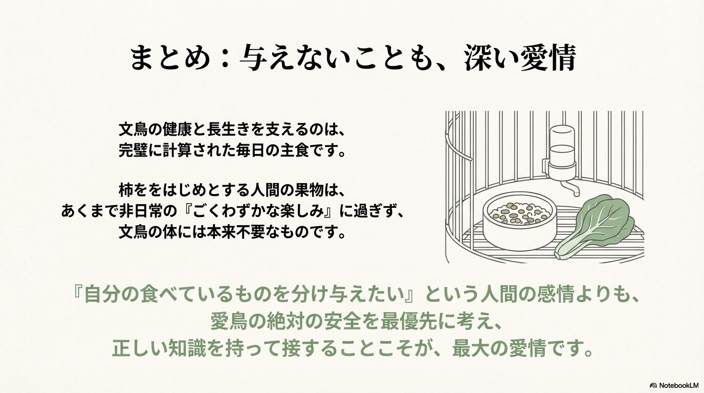  文鳥と柿の安全な付き合い方（まとめ）