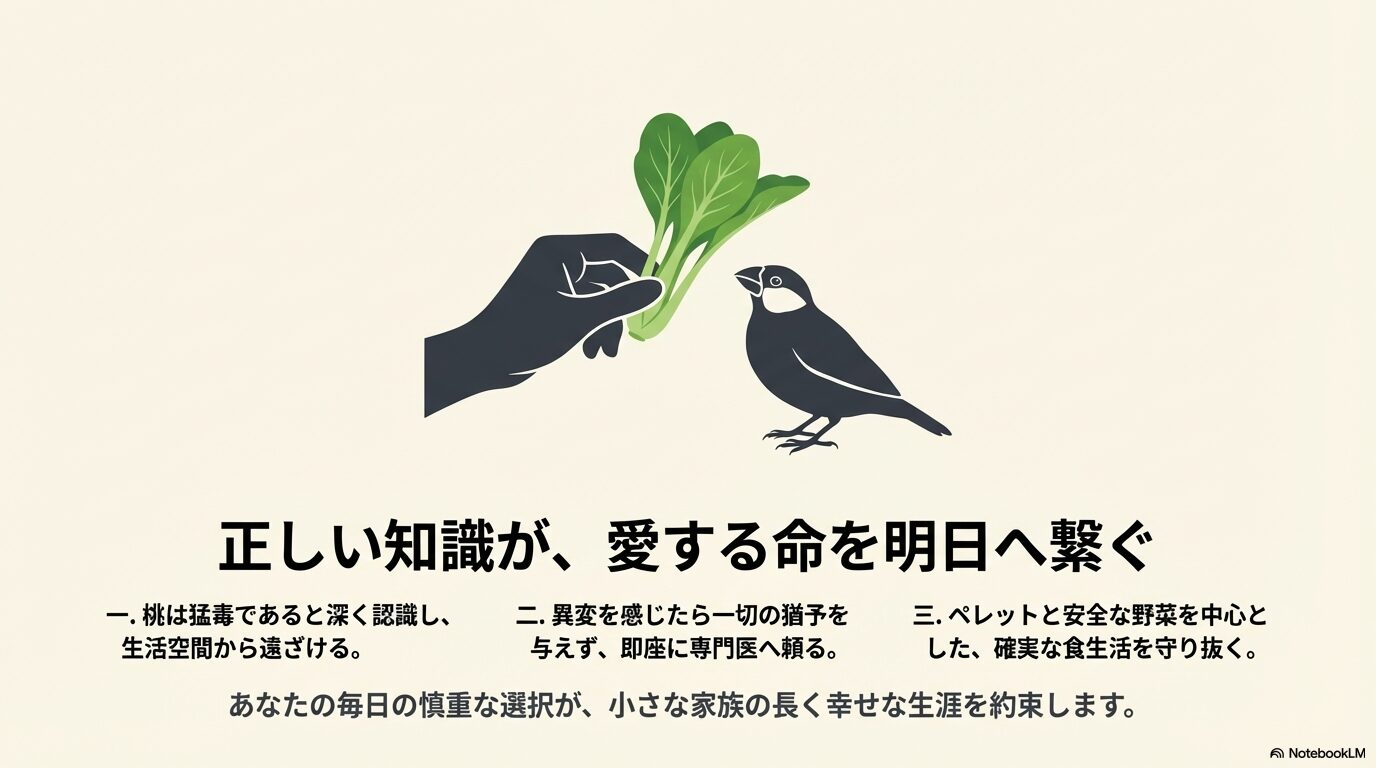 文鳥と桃:安全な食生活のまとめ