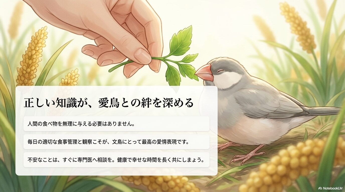 文鳥とパイナップル:安全な食事のまとめ