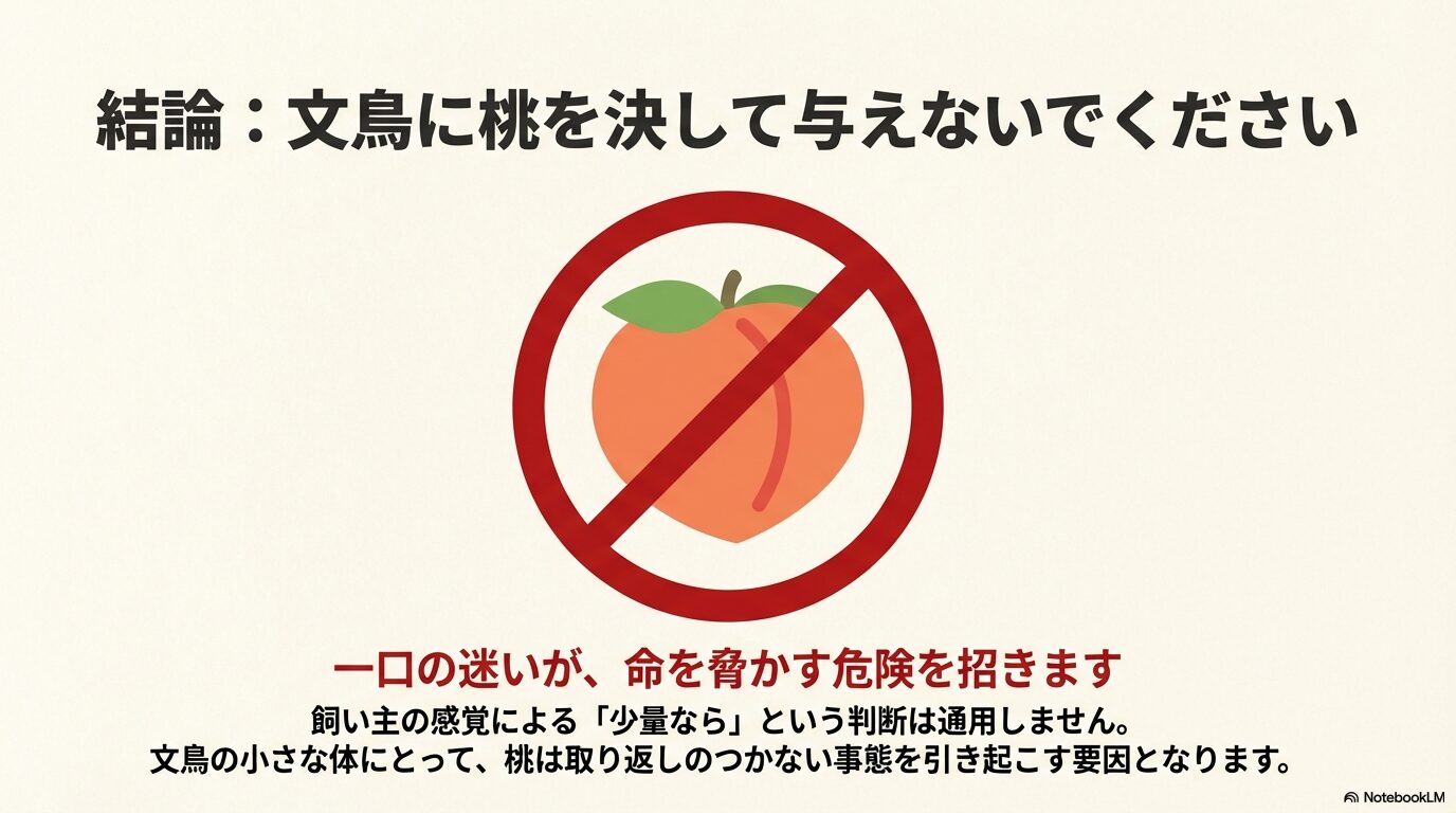 文鳥に桃は与えても大丈夫?種や果実の毒性と中毒症状を徹底解説