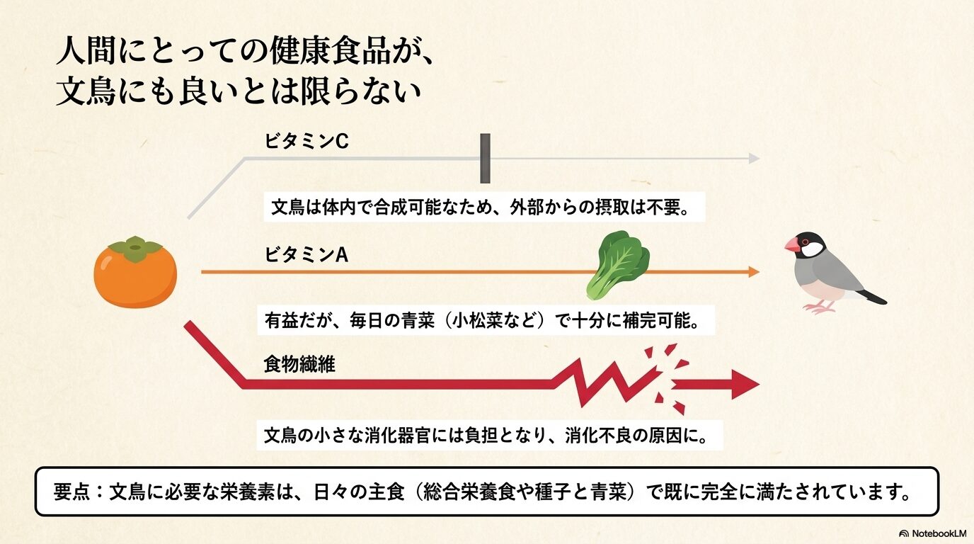 文鳥へ柿を与える際の是非