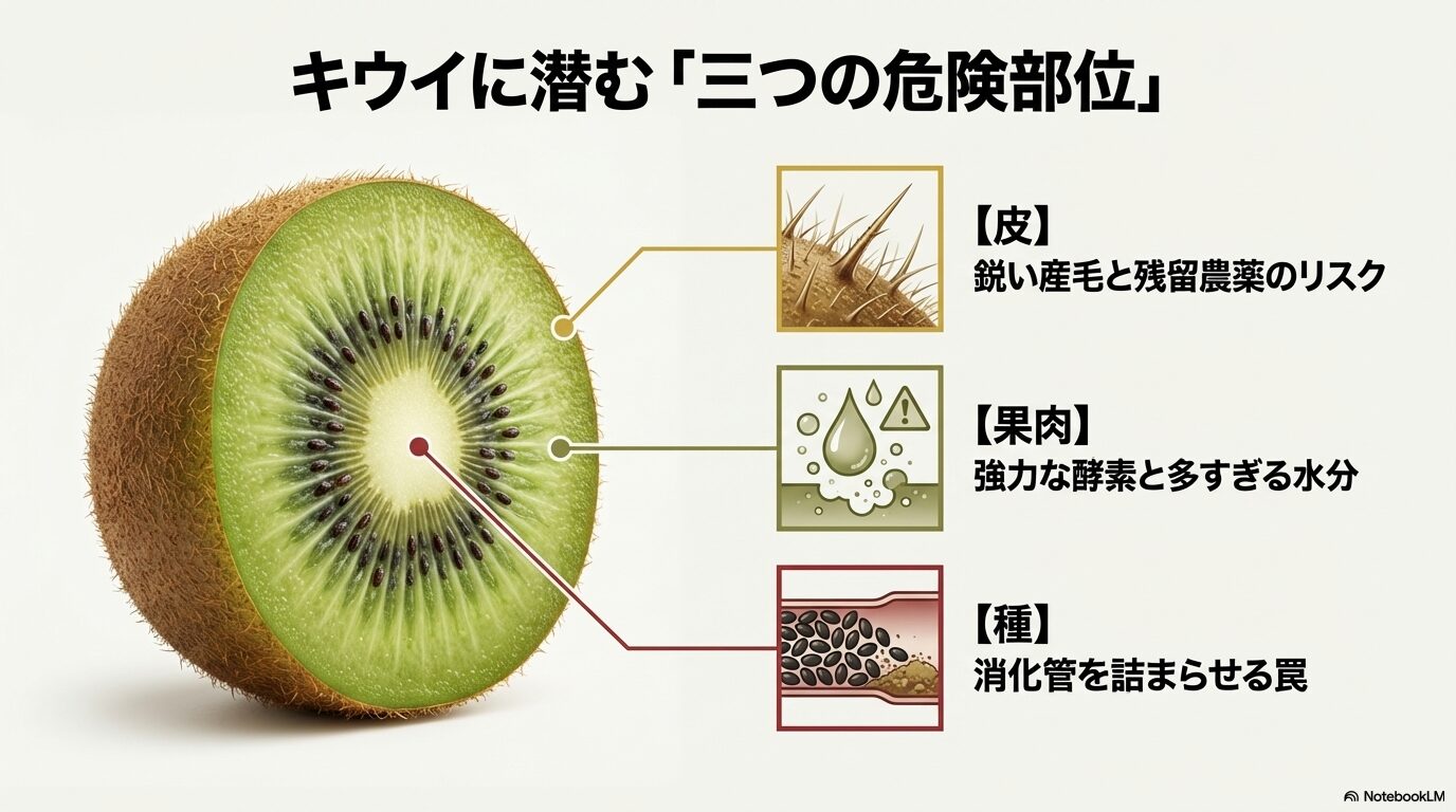 キウイの皮が文鳥に与える物理的危険