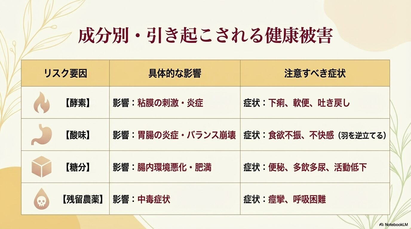 文鳥の消化器系へのリスクと注意点